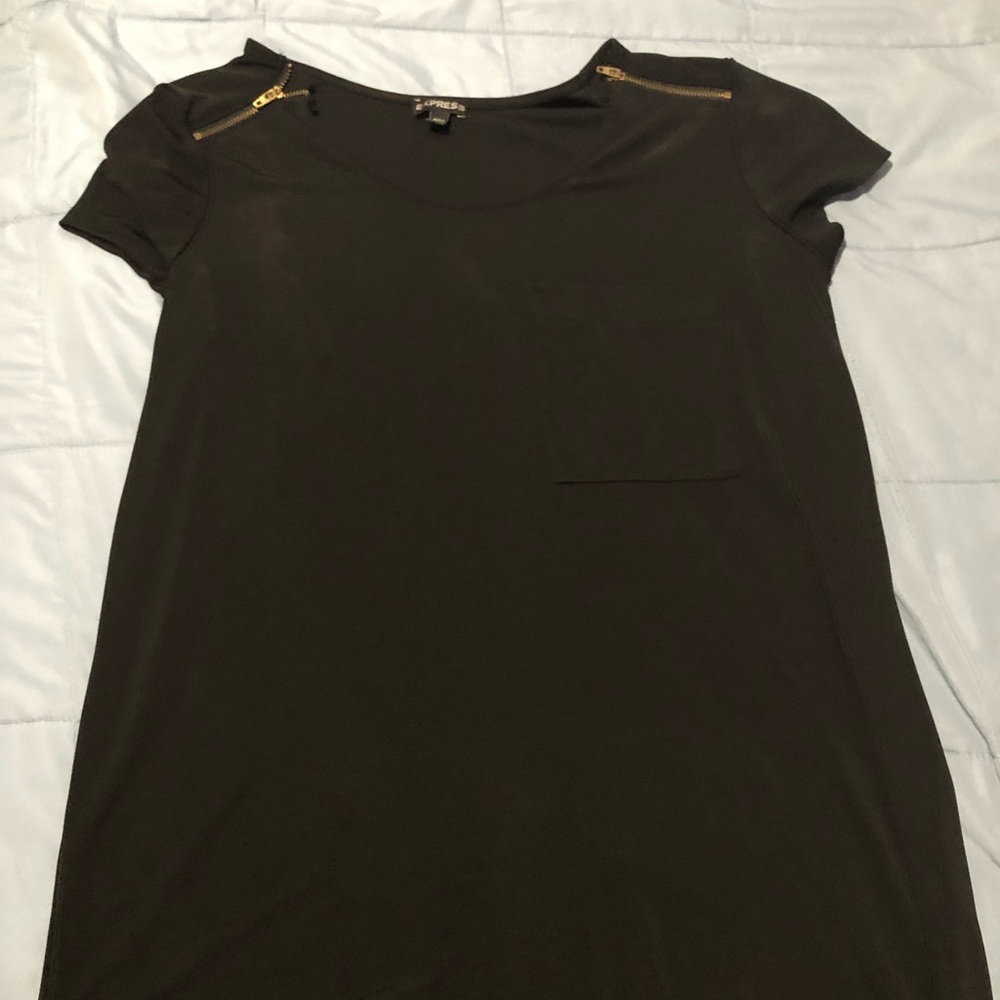 Black Express Tee with Zippers and Picket